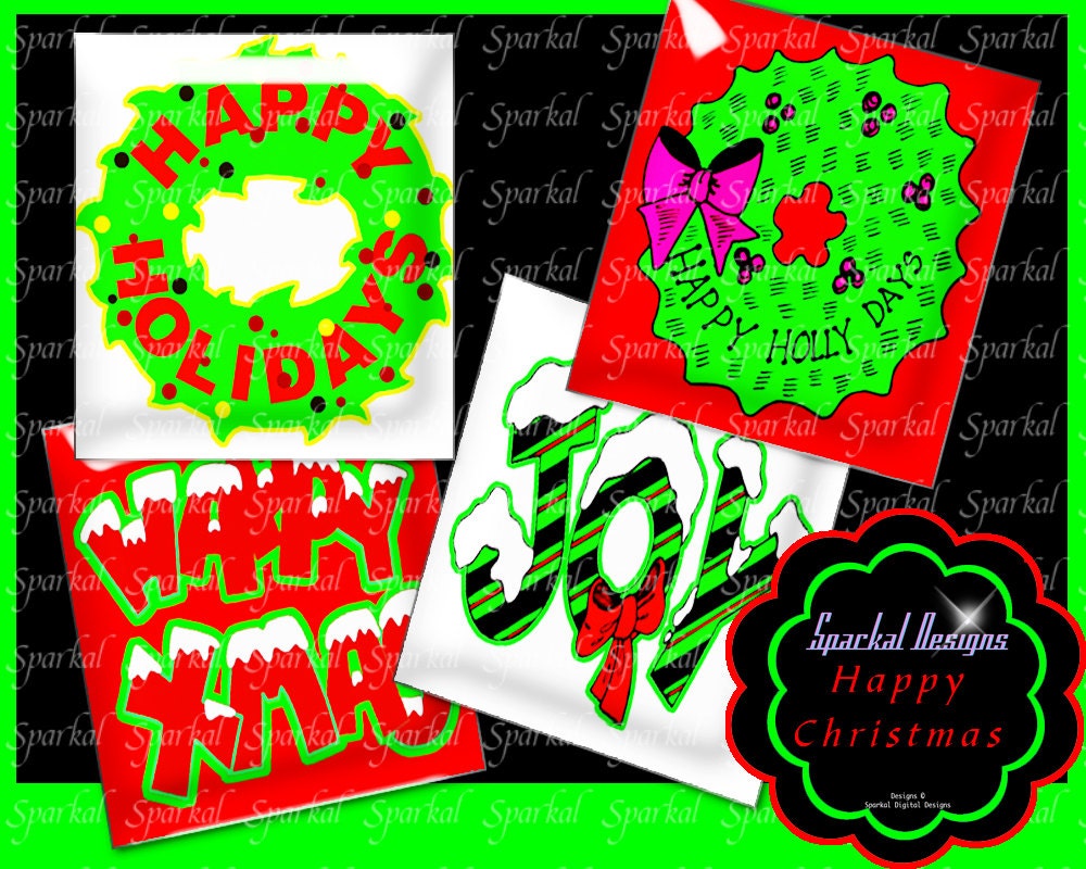 Holiday Christmas Square Tile Images Instant Download Tile Square Images, Digital Collage Sheets, Christmas clipart images Il_570xn