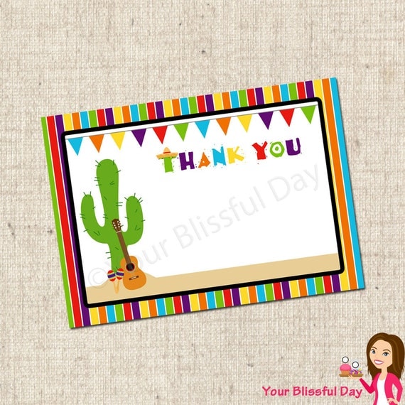 PRINTABLE Fiesta Thank You Cards Il_570xn