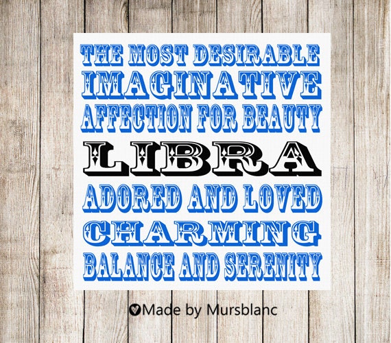 Zodiac Print " Libra " Typography Art Print. Horoscope. Birthday Print.