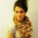 Knitted Cowl Scarf, Fluffy Multi Color Ivory, Purple, Mustard Yellow Wool Blend, Soft Neck Warmer