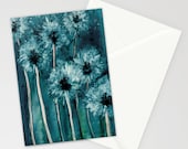 Dandelions Art Card - Floral Botanical Watercolor Painting - BrazenDesignStudio