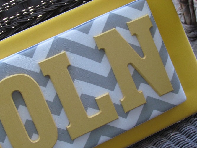 Nursery Letters, 7-10 Letter Name, Gray and Yellow Nursery, Neutral Nursery, Gray Chevron, Name Plaque, Wall Letters,Painted Letters