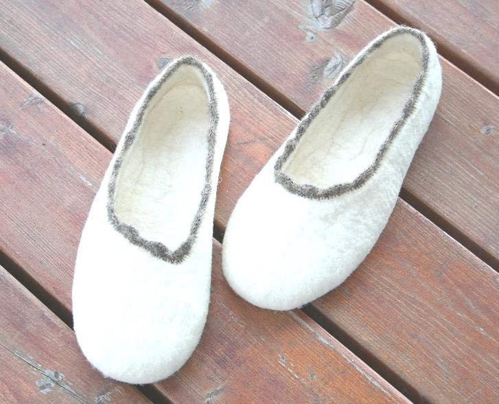 Felted slippers for women - Eco - natural wool - organic