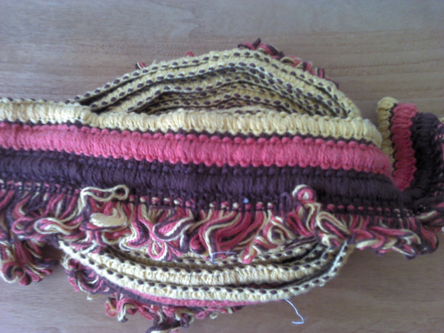 Vintage  Fringe Orange, Brown, Yellow 5 Yards by 3 inches Wide L0347