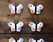 Hand Crocheted Butterfly Pin Brooch in Pastels Lot of 6