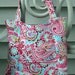 Pink and Turquoise Tote with Matching Pocket Tissue Holder