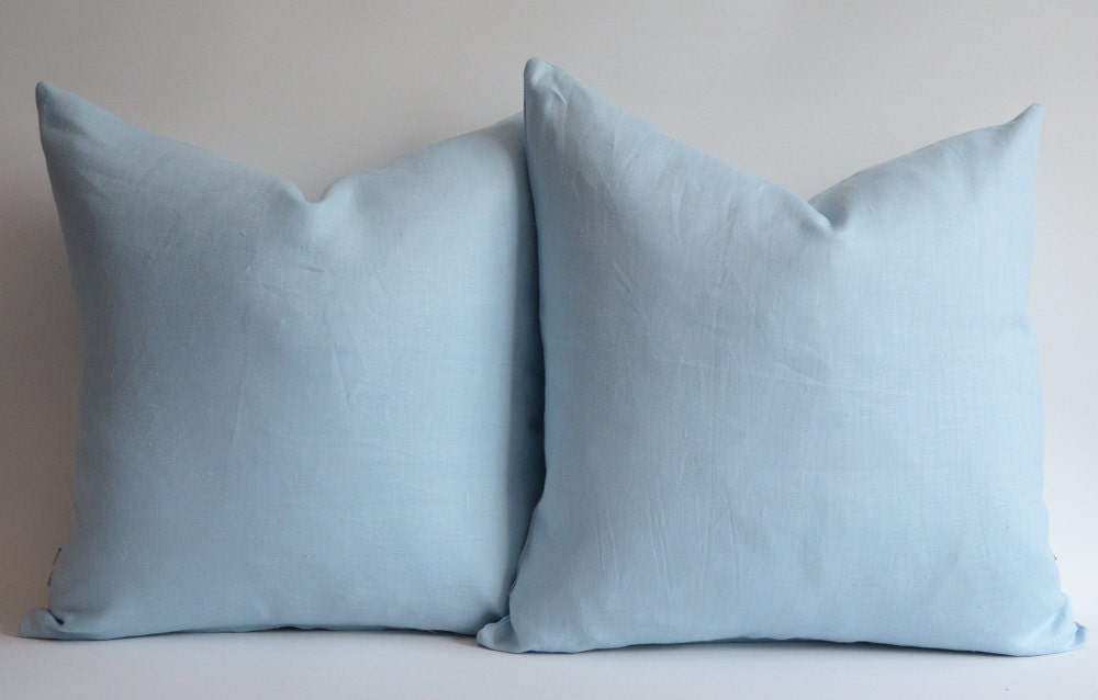 Sukan / 1 Blue linen throw pillow - blue linen pillow cover - blue linen pillow - linen pillowcases - blue linen pillowcase - 18x18 inch