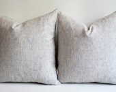 Sukan / SET (2 piece) Navy Blue - White Raw Linen Pillow Cover, Natural Slip Cover Decorative Eco Friendly  - 22x22 inch
