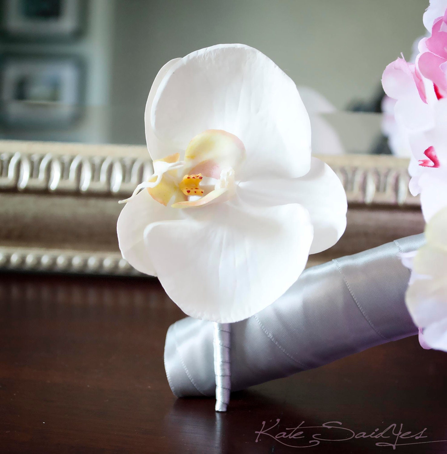White Orchid Wedding Boutonniere