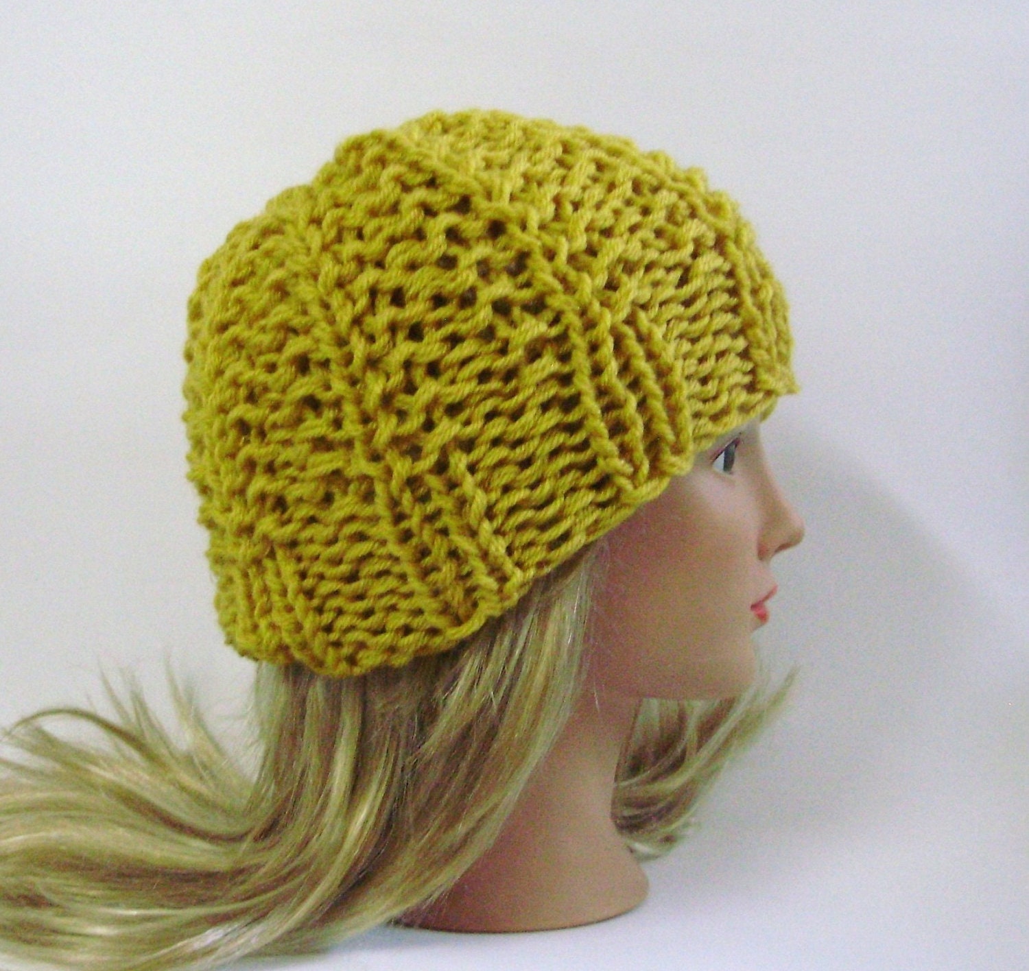 Mustary Yellow Chunky Knit Ribbed Hat