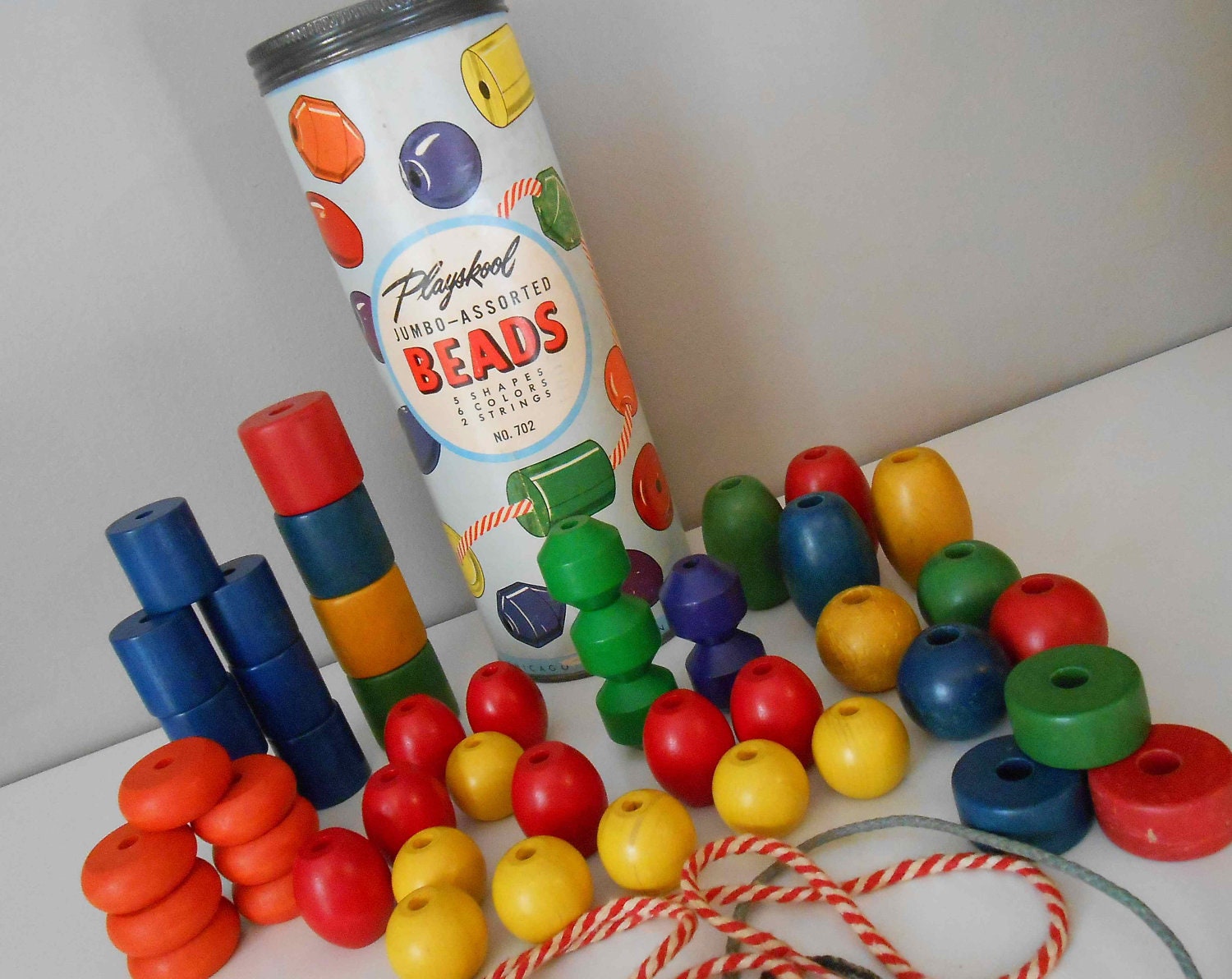 Playskool Jumbo Beads Original Box Canister