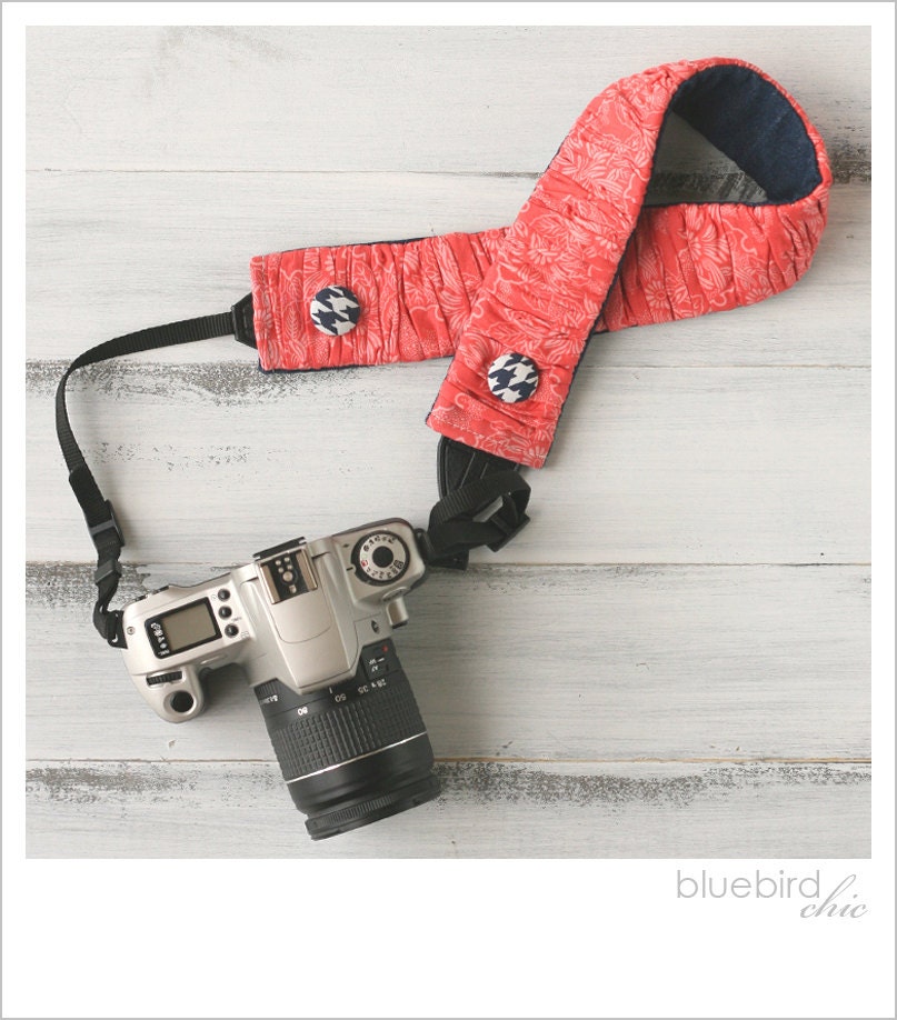 ruched camera strap cover - soft coral