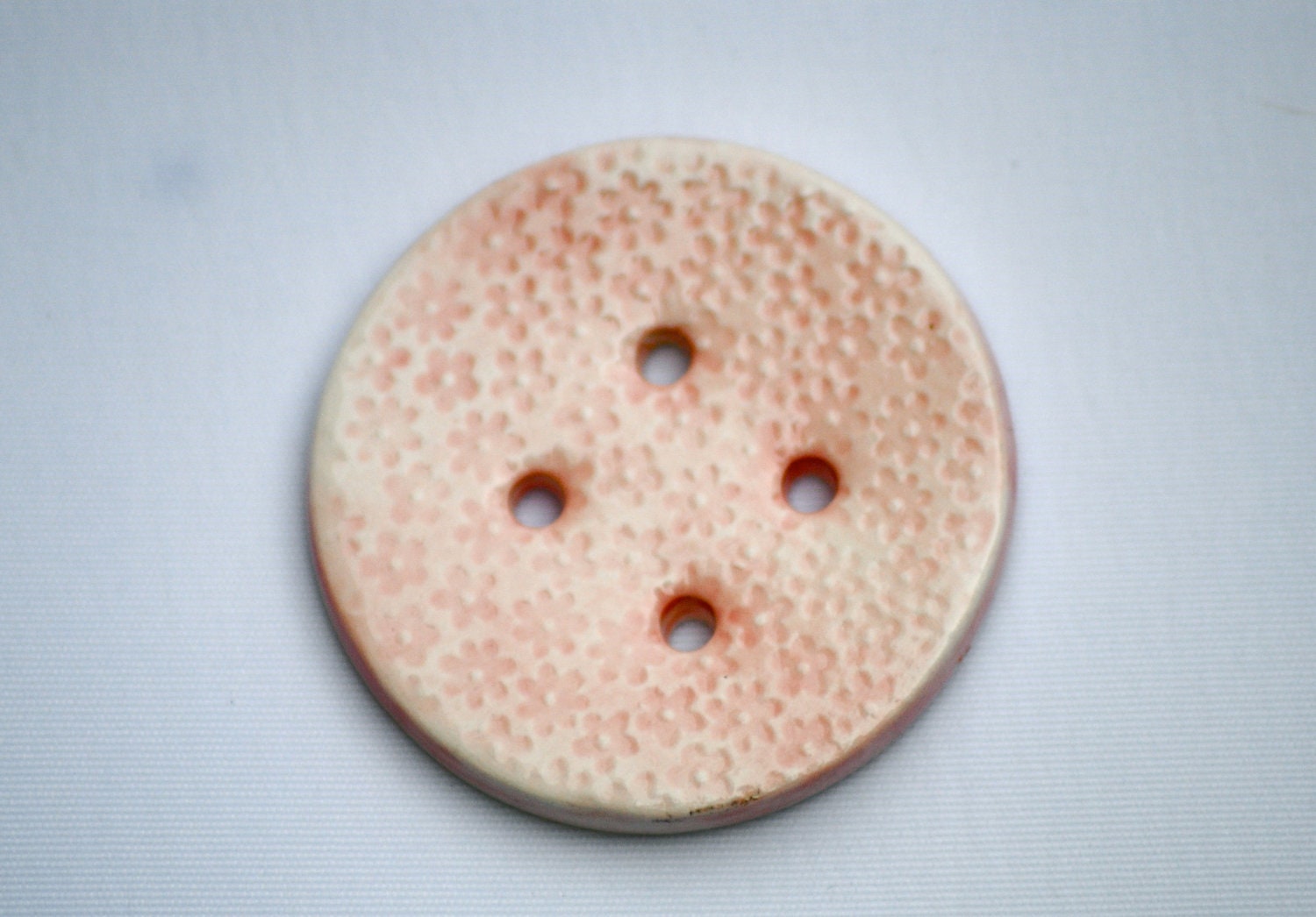 Large flower Button Round Ceramic button in Pretty Pastel Pink 4 holes