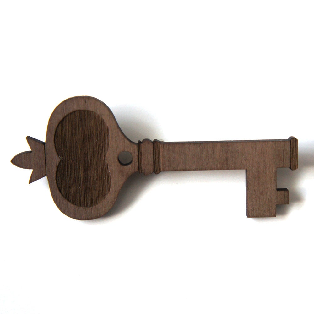 Laser Cut Wooden Key Brooch