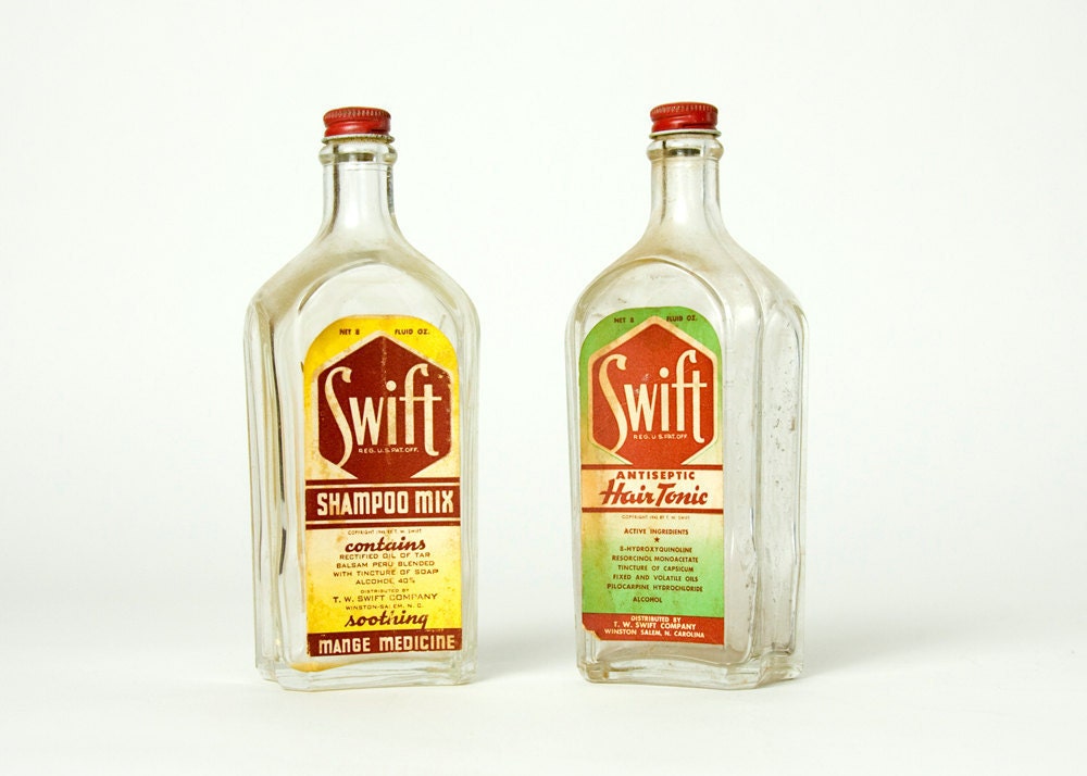Bottles - Shampoo, Hair Tonic, Swift, Antique