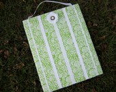 Hair Bow Board Organizer: Green & White Satin Ruffles (16 x 20)