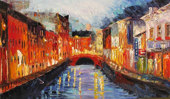 ORIGINAL Evening in Florence 40 x 23 Oil by ArtPaintingsMP on Etsy