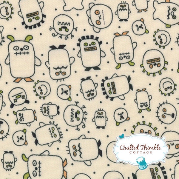 The Boo Crew by Sweetwater - The Monsters Cream (5511-16) - 1 Yard