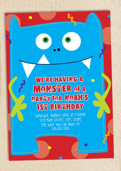 MONSTER Birthday invitations - set of 15 Il_570xn