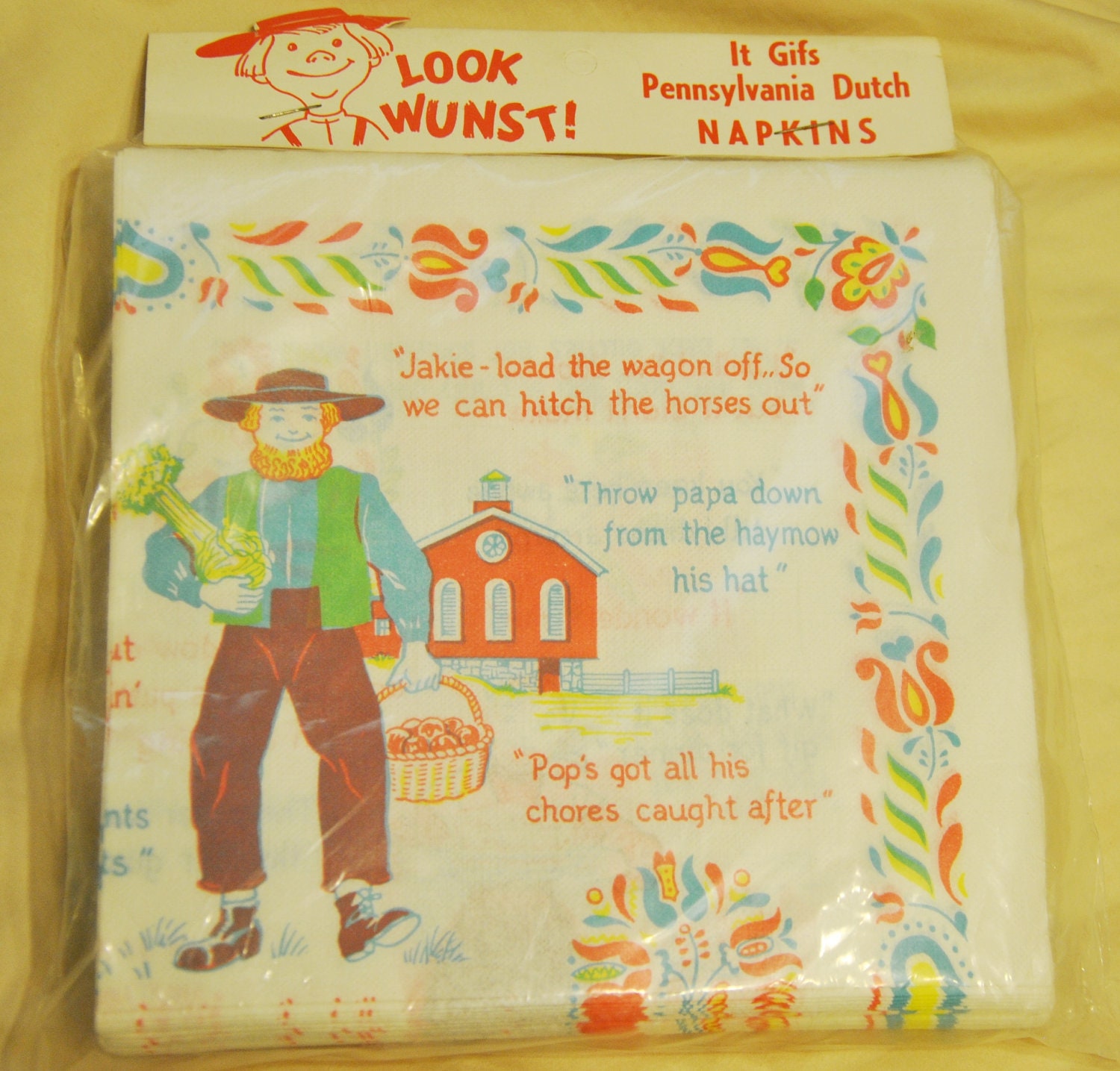 Pennsylvania Dutch Amish Mennonite Souvenir Napkins