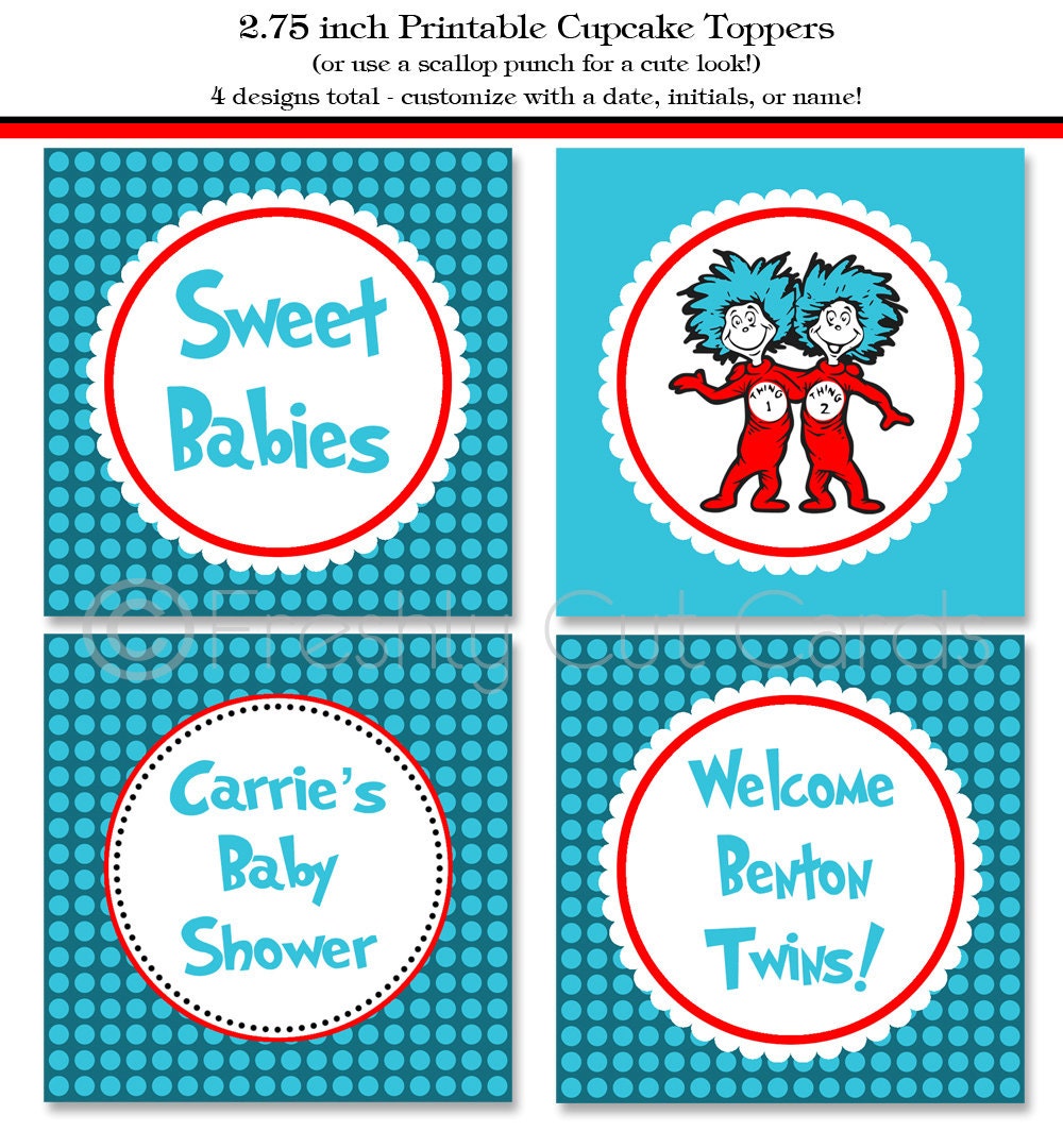 Thing 1 and Thing 2 Printable Cupcake Toppers Il_570xn