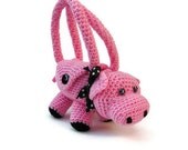 Novelty bag crochet animal bag pig purse handmade pig bag Truffles the pig childrens animal purse with button fastener