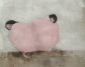 Art print of figurative painting. girls portrait painting wall art. pale pink. "Cozy"