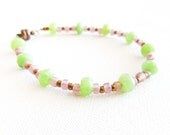August birthstone jewelry Beaded anklet/ bracelet. Peridot amethyst bronze seed beads  fashion jewelry