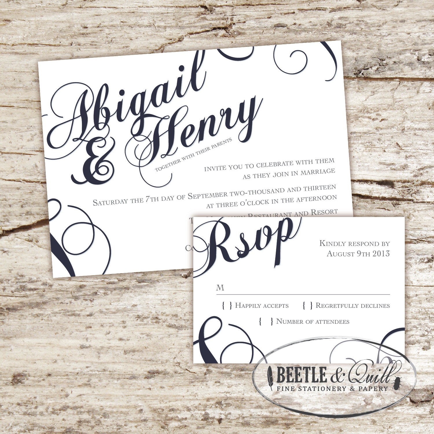 Scripted Printable Wedding Invitation Set