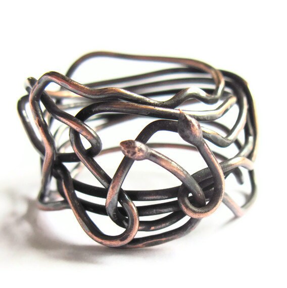 Twisted Wire Ring Copper Boho Snake Fashion Jewelry