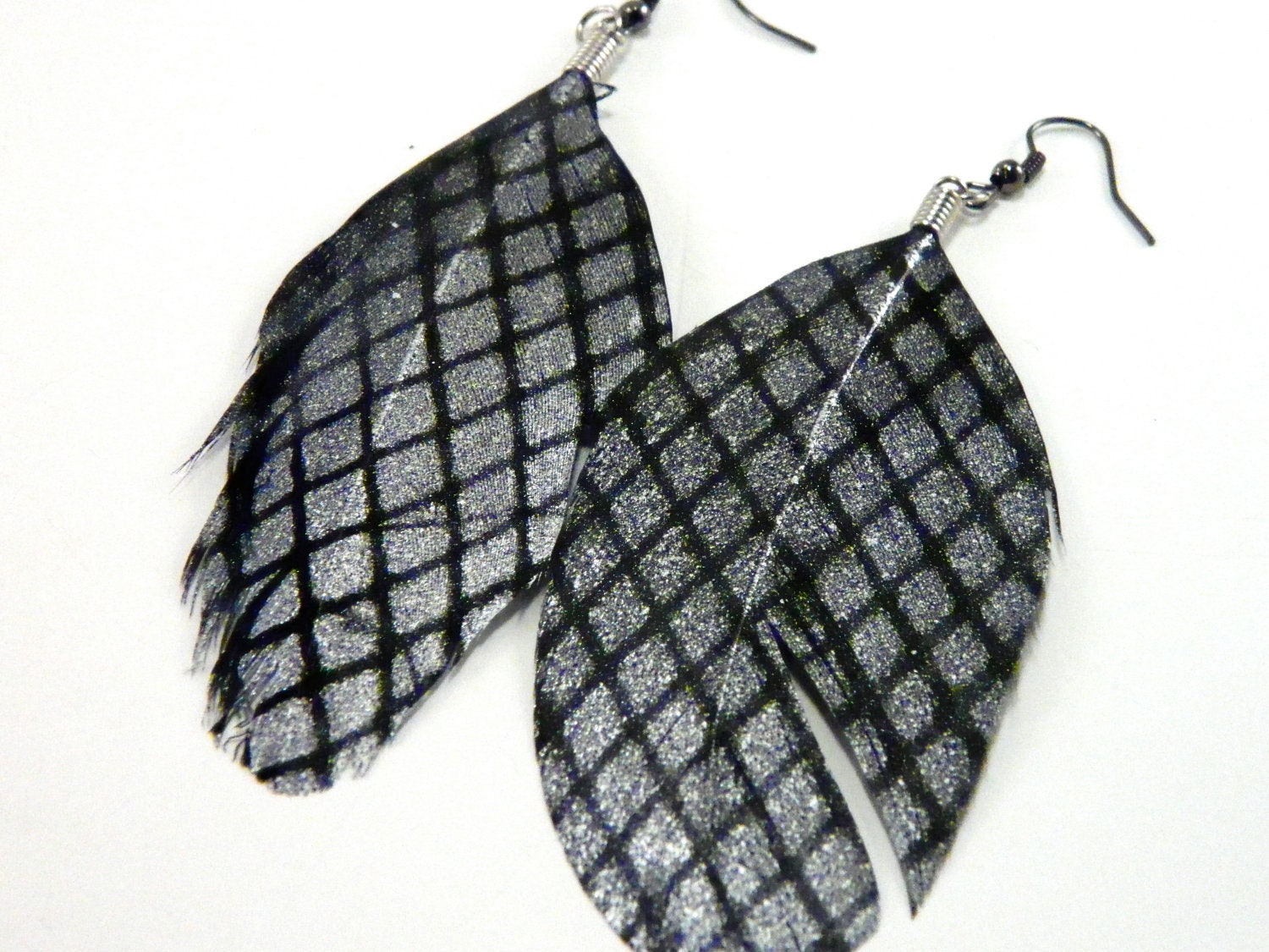 Silver & Black Feather Earrings - UnnamedRoad