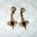 Gold Tone Fleur De Lis Earrings Ornate Victorian Antique Filigree Design Dangles Pierced Vintage