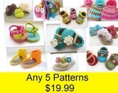 Crochet booties Pattern, Baby Booties Pattern, Crochet Hat Pattern, Crochet Baby Beanie Hat Pattern,  Any 5 for 19.99