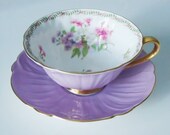 Vintage Lilac Purple Shelley Tea Cup and Saucer Set - Lavender Teacup Set - Purple Shelley Oleander Cup and Saucer
