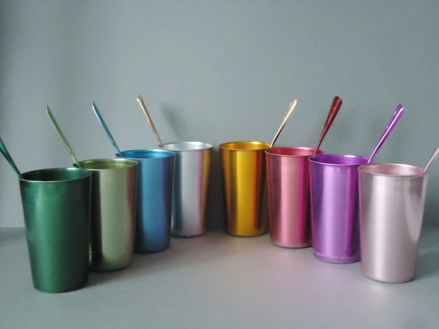 Bascal  Aluminum aluminum drinking  Aluminum  vintage cups Colored   Aluminum Cups Drink Stirrers