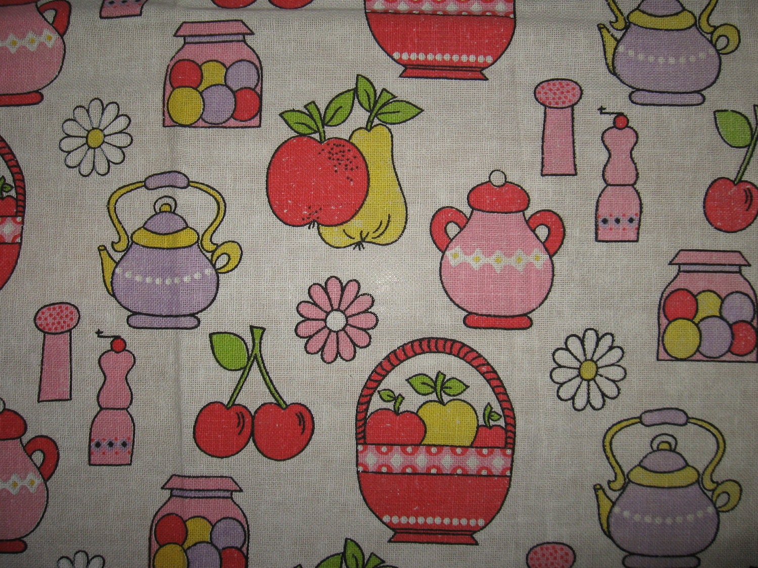 1979 called ... odd and mod vintage mid century kitchen curtains fruity daisy pink palette 2 left - bettiecouture
