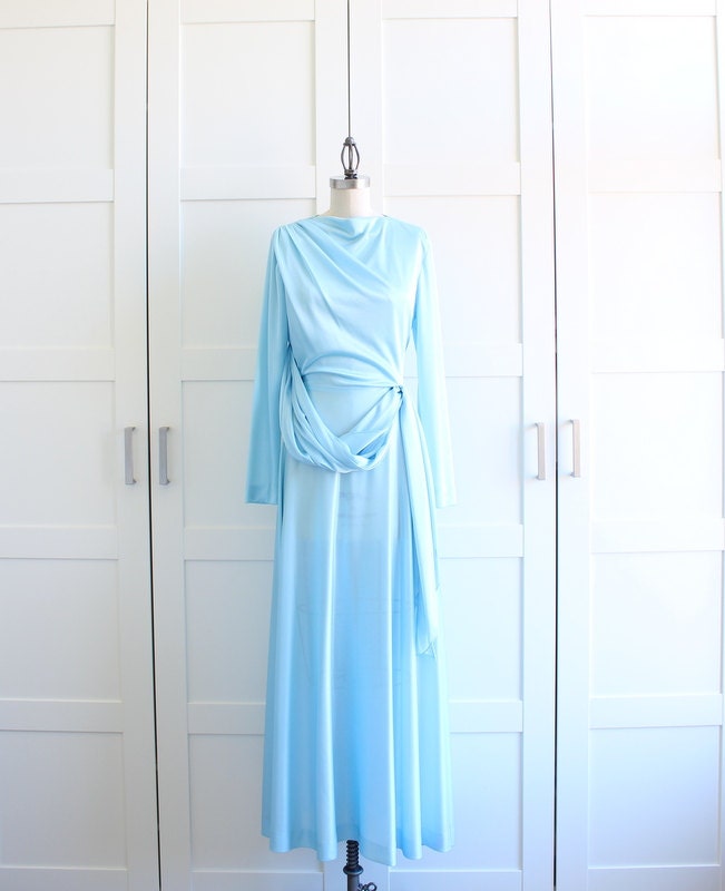 baby blue long sleeve maxi dress