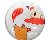 SALE - Pocket mirror - Bear says Hello