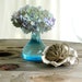 vintage blue bottle blue glass vase beach cottage