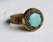 Turquoise Ring ... Vintage Aqua Rope Scroll