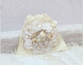 Bridal Handbag Vintage Style  Ivory Floral Wedding Bag With Pearls and Shells