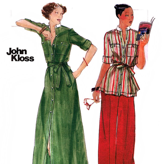 Butterick 4809 by John Kloss Vintage 70s Misses' Cover-Up, Top, Pants and Belt Sewing Pattern - Uncut - Size 16 - Bust 38