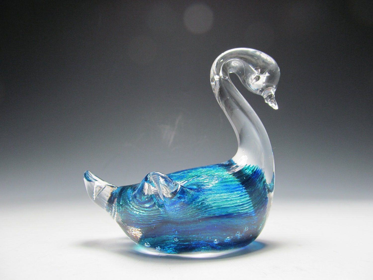 blue glass swan figurine