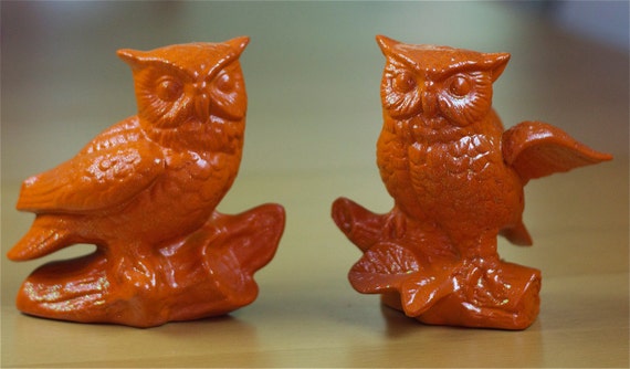 Sparkly Orange Owls - Set of 2 - Retro & Funky - RetroPops