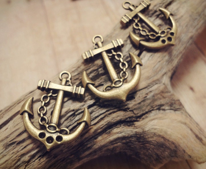 LOT of 20pcs of Antique Bronze Double-sided Ship Anchor Charms Pendants Drops 21x21mm P28-HK9713