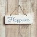 Happiness Rustic Sign With Blue And Cream Finish