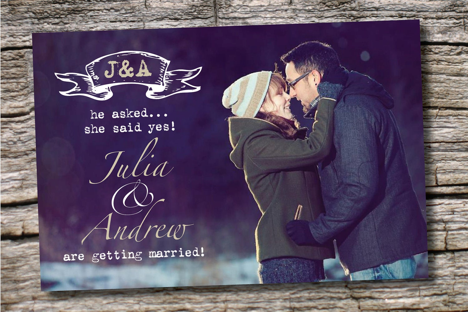 VINTAGE INITIAL Postcard Wedding Save the Date, Printable DIY Il_570xn
