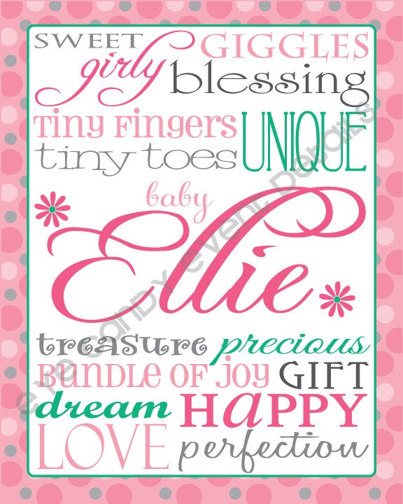 Baby Subway Art - printable digital BABY SHOWER Subway Art - custom KID's name Il_570xn