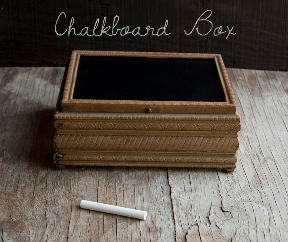 Chalkboard Jewelry Box - Wooden Vintage - Rustic
