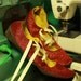 Upturned Toe Burgundy and Gold Gillies, with Suede Soles
